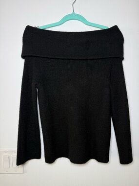 H&M Black Off-the-Shoulder Foldover Sweater
